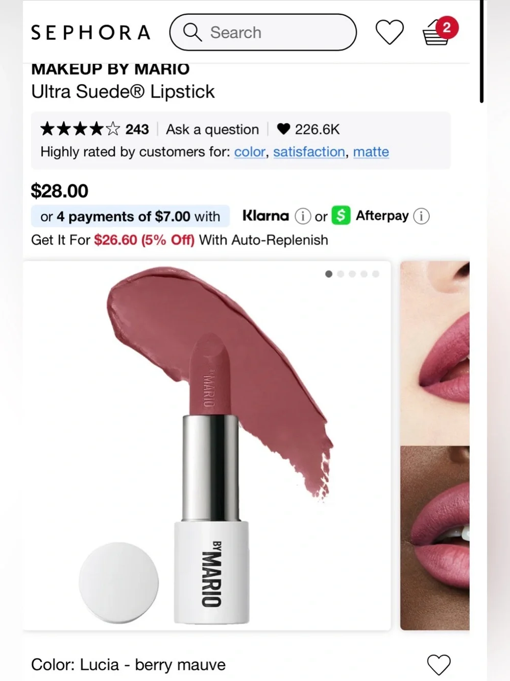 Makeup By Mario Lucia Matte Lipstick - Soft Rose Pink